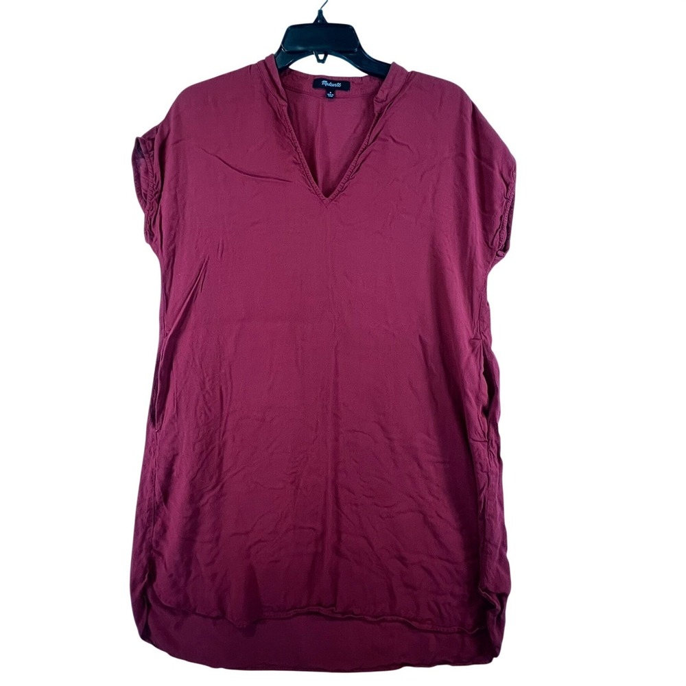 Madewell Shift Dress Women S Red Shirt Dress Cap Sleeve V-Neck Pockets